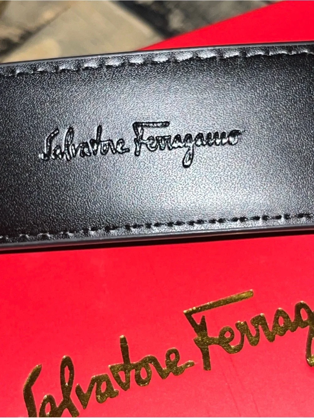 Salvatore Ferragamo Black Leather Belt with Gunmetal Gancini Buckle